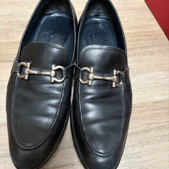 Salvatore Ferragamo Muller Nero Calf Black Leather Dress Shoes Size 10 - Picture 4 of 9